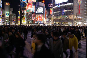 crowd crossing the street in shibuya